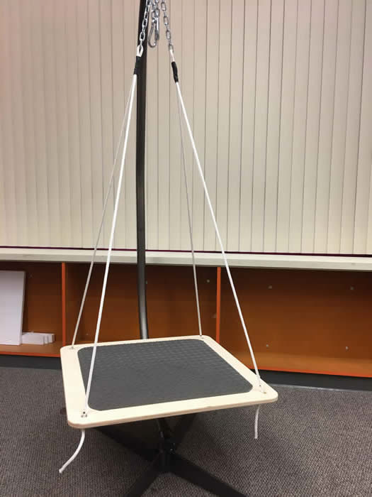 Square Platform Swing suspended by a rope attached to each corner.